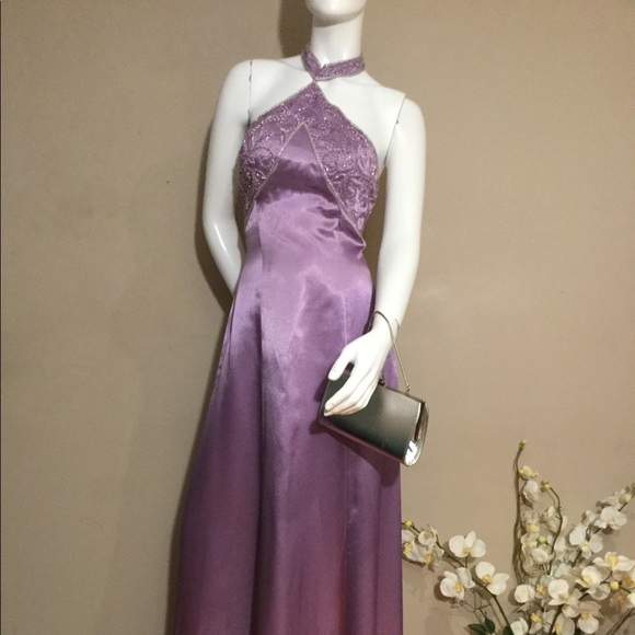 Gorgeous Designer Purple Beaded Embroidered Open Back Any Occasion Gown - Picture 11 of 11